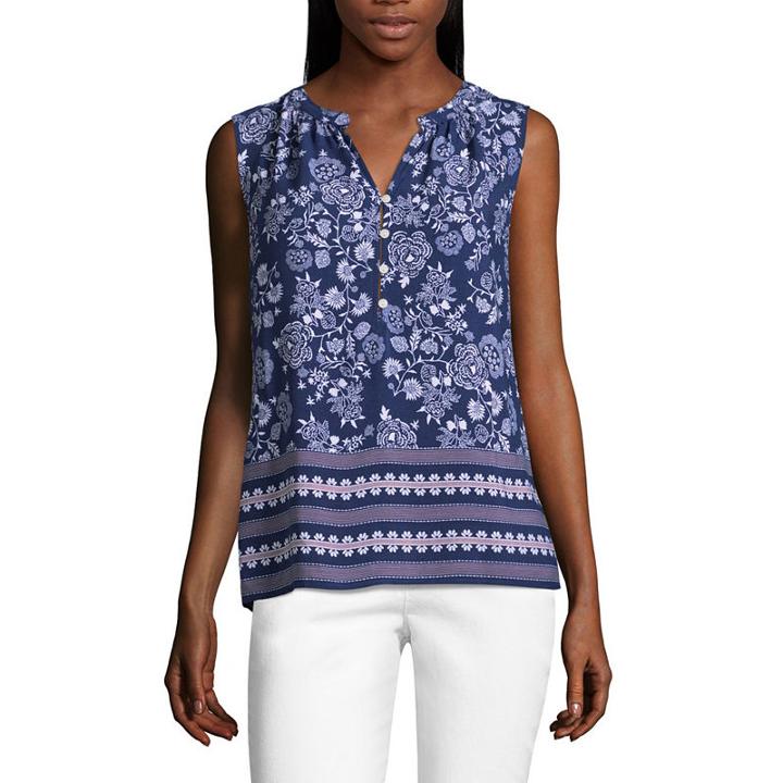 Liz Claiborne Woven Sleeveless Blouse- Misses & Petite