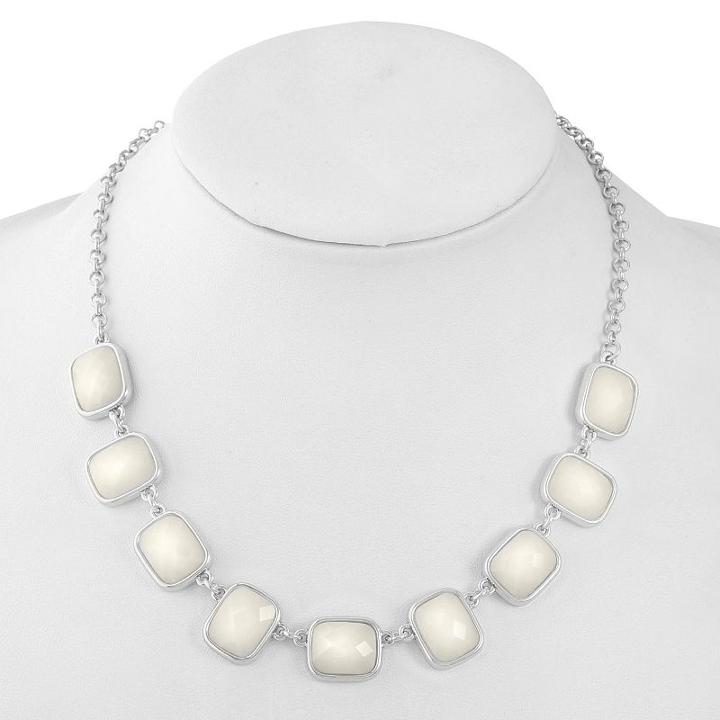 Liz Claiborne Womens White Square Collar Necklace