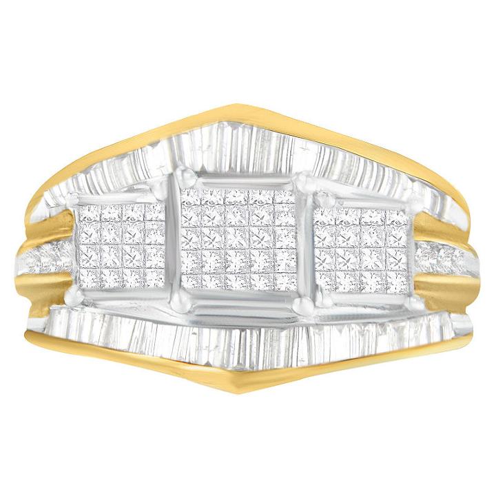 Womens 1 Ct. T.w. Diamond White 14k Two Tone Gold Cocktail Ring