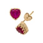 Lab-created Ruby 14k Gold Over Silver Earrings