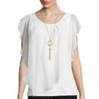 Alyx Flutter-sleeve Layered Popover Top With Necklace
