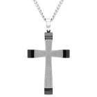 Mens Stainless Steel Lords Prayer Cross Pendant Necklace