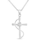 Womens 1/2 Ct. T.w. White Cubic Zirconia Cross Pendant Necklace