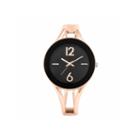 Mixit Womens Rose-gold-tone And Black Bangle Watch
