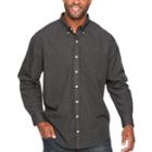 Van Heusen Wrinkle Free Poplin Long Sleeve Checked Button-front Shirt-big And Tall