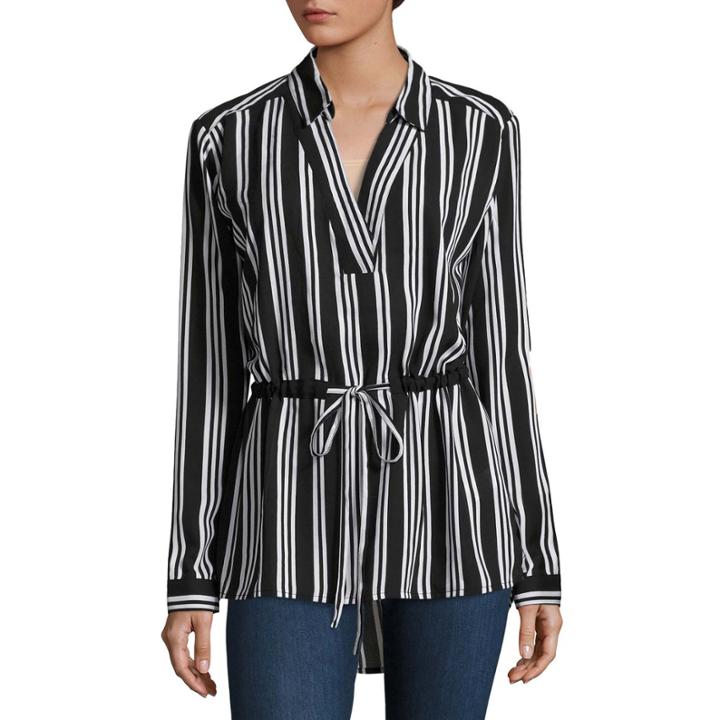 I Jeans By Buffalo Long Sleeve Draw Tie Tunic Top