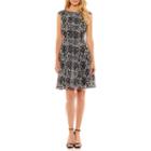 Danny & Nicole Sleeveless Lace Damask Fit & Flare Dress