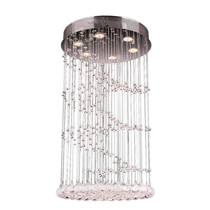 Helix Collection 6 Light Chrome Finish And Clear Crystal Flush Mount Ceiling Light 18 D X 32 H Round Large