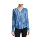 Worthington Long Sleeve V Neck Stripe Top
