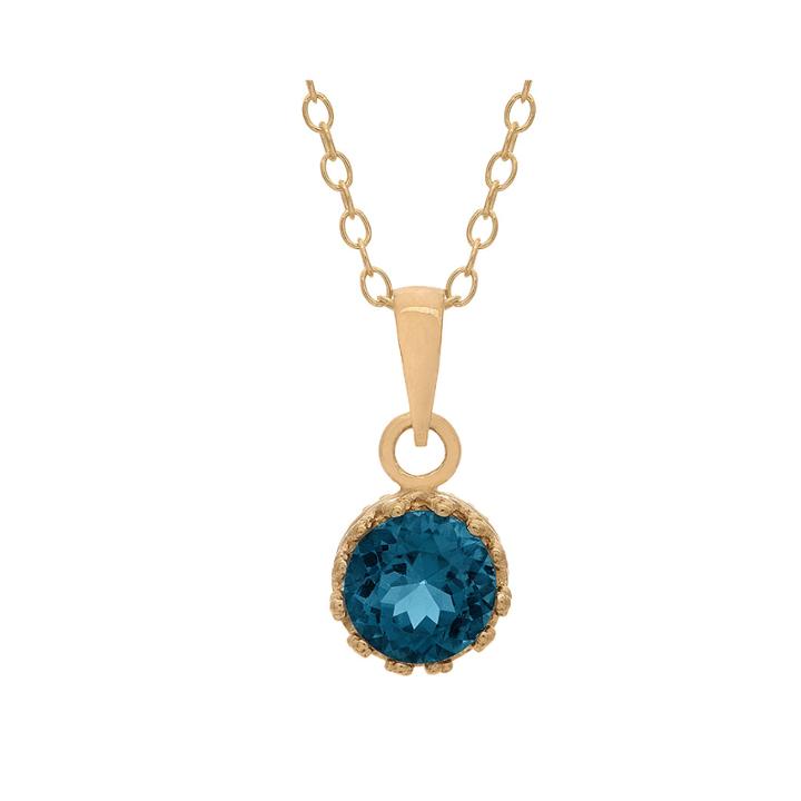 Genuine London Blue Topaz 14k Gold Over Silver Pendant Necklace