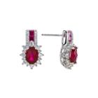 Lab-created Ruby And White Sapphire Sterling Silver Earrings