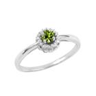 Genuine Peridot And Lab-created White Sapphire Sterling Silver Halo Ring