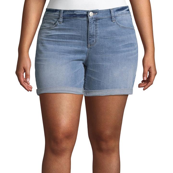Boutique + Denim Short 6 Roll Cuff-womens Plus