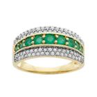 1/2 Ct. T.w. Diamond & Emerald 10k Yellow Gold Ring