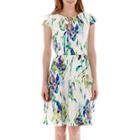 R & K Originals Cap-sleeve Floral Fit-and-flare Dress