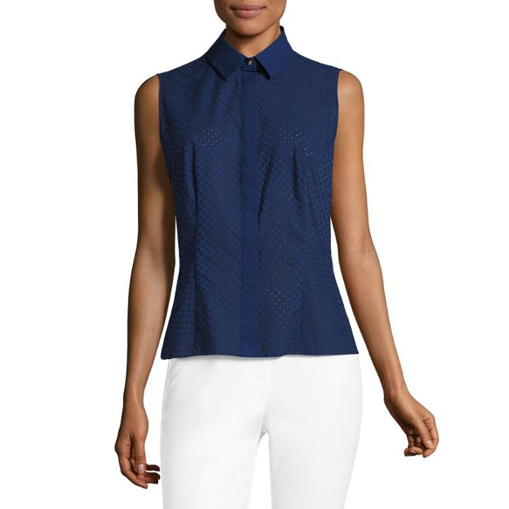 Liz Claiborne Sleeveless Eyelet Peplum Top