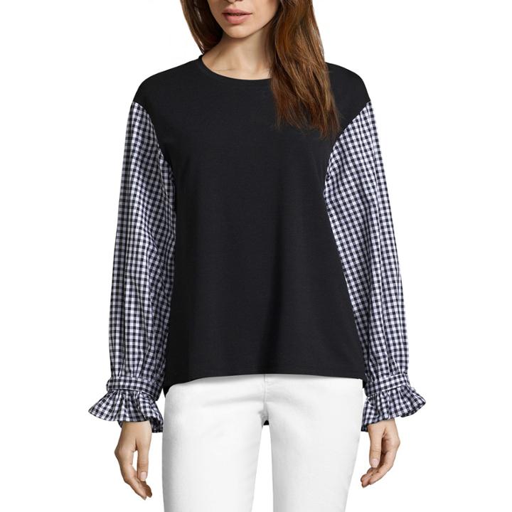 Belle + Sky Long Sleeve Round Neck French Terry Blouse