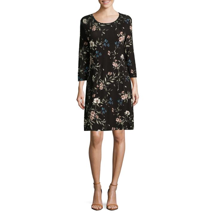 Madison Leigh Elbow Sleeve Floral Swing Dress