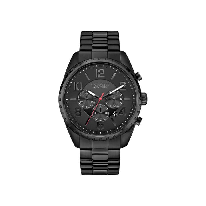 Caravelle New York Mens Black Dial Chronograph Watch 45b122