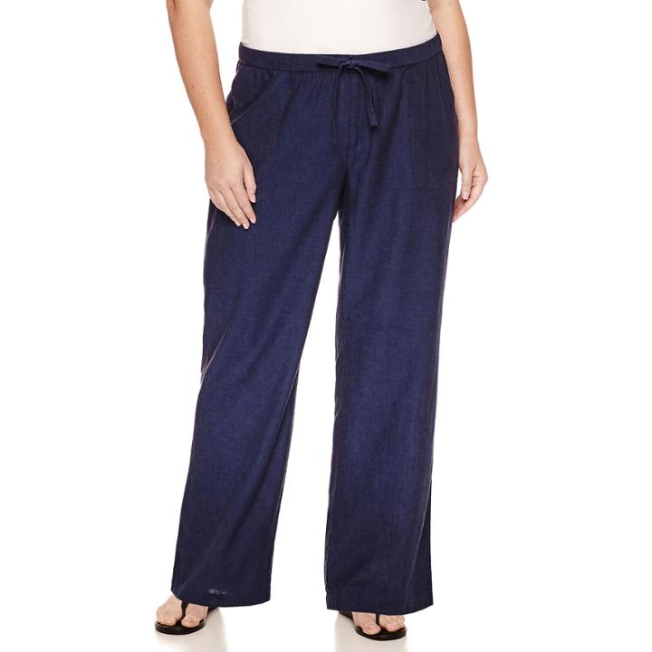Liz Claiborne Drawstring Wideleg Linen Pants