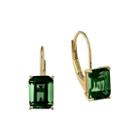 Lab-created Helenite 14k Yellow Gold Emerald-cut Drop Earrings