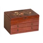 Mele & Co. Wooden Jewelry Box In Walnut Finish With Floral Inlay