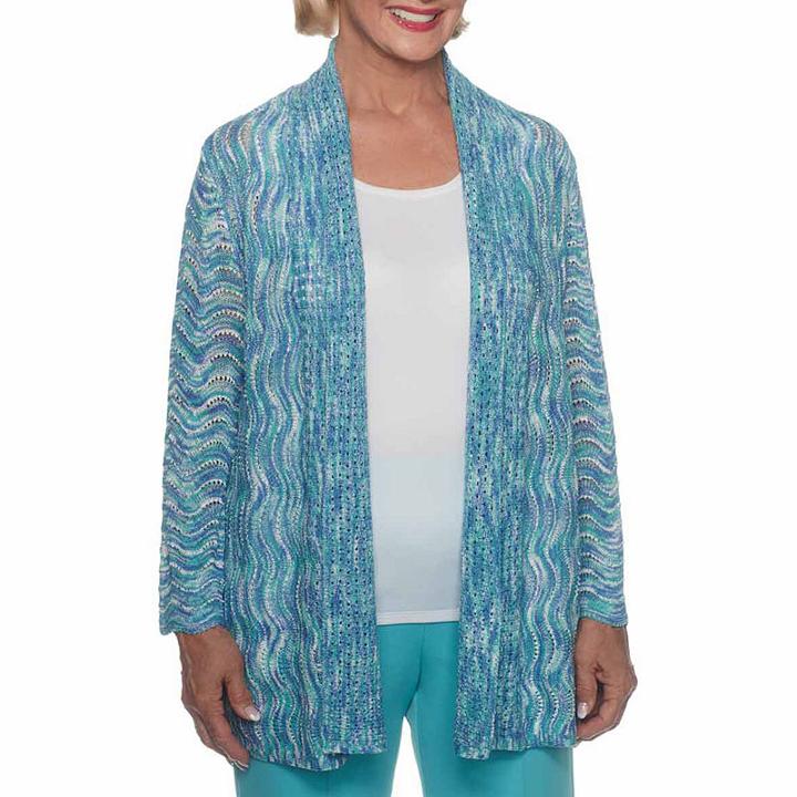 Alfred Dunner Bonita Springs Long Sleeve Open Front Cardigan