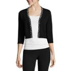 Rn Studio By Ronni Nicole 3/4-sleeve Pearl-trim Sweater Shrug