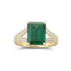 14k Gold-plated Lab Created Emerald & White Sapphire Ring
