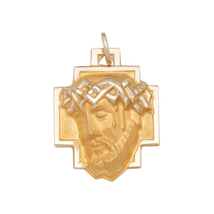 Religious Jewelry 14k Yellow Gold Christ Head Greek Cross Charm Pendant