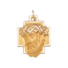 Religious Jewelry 14k Yellow Gold Christ Head Greek Cross Charm Pendant