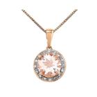 Genuine Morganite And 1/8 Ct. T.w. Diamond 14k Rose Gold Pendant Necklace