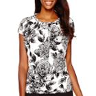Worthington Short-sleeve Braided Neck Top