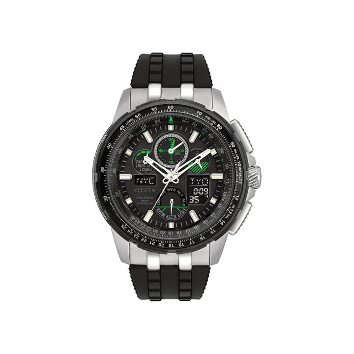 Citizen Eco-drive Mens Silver Tone And Black Skyhawk A-t Strap Watch Jy8051-08e