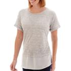 Liz Claiborne Short-sleeve Dual-texture Slub T-shirt - Tall