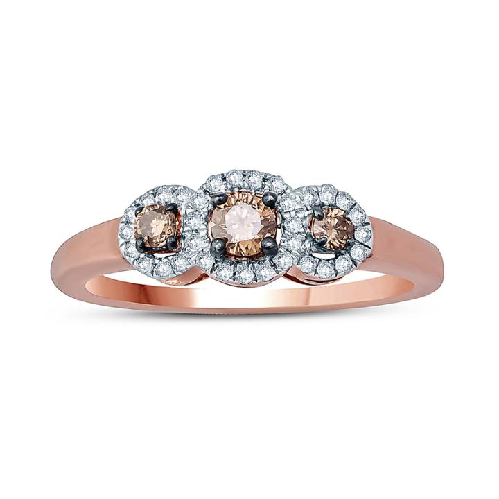 Womens 1/3 Ct. T.w. White Diamond 10k Gold 3-stone Ring