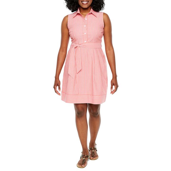 R & K Originals Sleeveless Stripe A-line Dress-petites