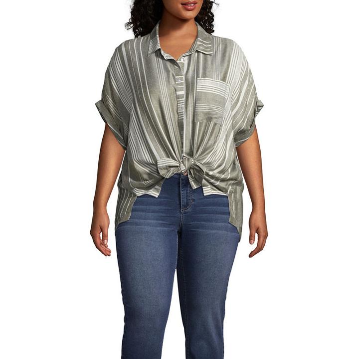 A.n.a Short Sleeve Camp Shirt - Plus
