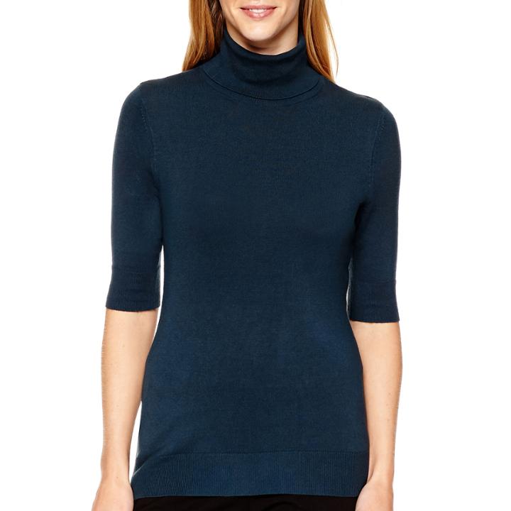 Liz Claiborne Elbow-sleeve Turtleneck