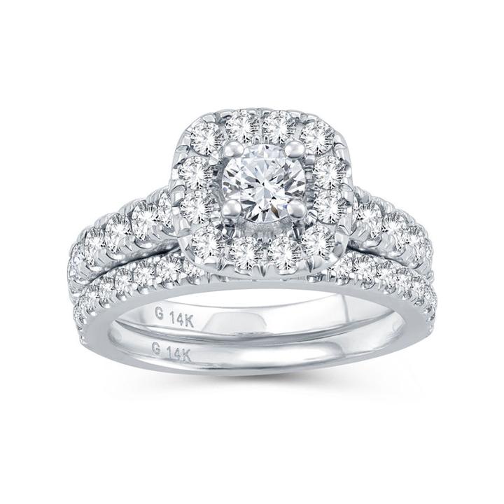 Womens 1 1/2 Ct. T.w. Genuine Diamond 10k Gold Bridal Set
