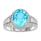 Genuine Blue Topaz And Lab-created White Sapphire Sterling Silver Ring
