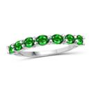 Womens Chrome Diopside Green Sterling Silver Side Stone Ring
