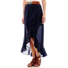 By & By Ruffle Belted High-low Gauze Skirt