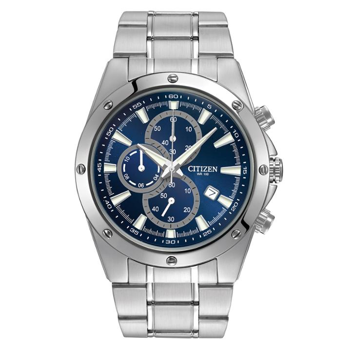 Citizen Mens Silver-tone Blue Dial Chronograph Watch An3530-52l