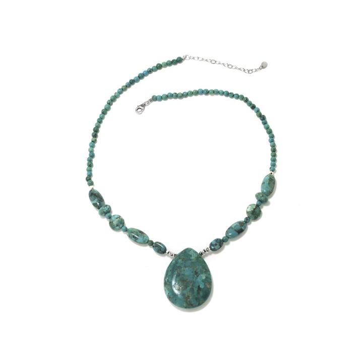Enhanced Turquoise Teardrop Sterling Silver Necklace