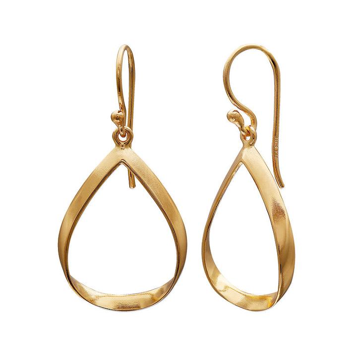 Silver Reflections&trade; 14k Yellow Gold Over Brass Teardrop Hoop Earrings