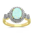 Womens Lab Created Opal White 10k Gold Cocktail Ring