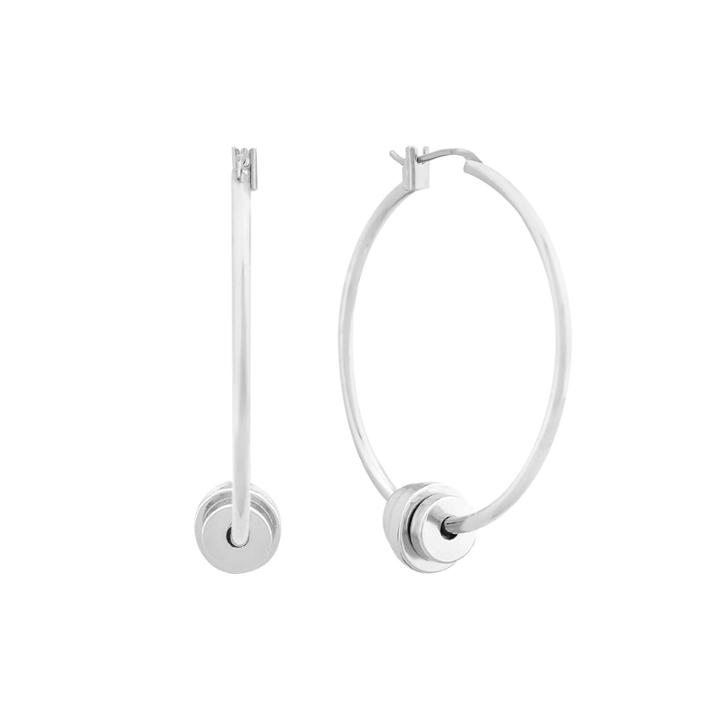 Liz Claiborne Silver-tone Bead Hoop Earrings
