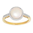 Womens 1/6 Ct. T.w. Genuine White Pearl 10k Gold Cocktail Ring