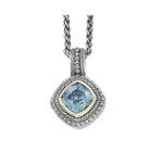 Shey Couture Genuine London Blue Topaz Sterling Silver Cushion Pendant Necklace